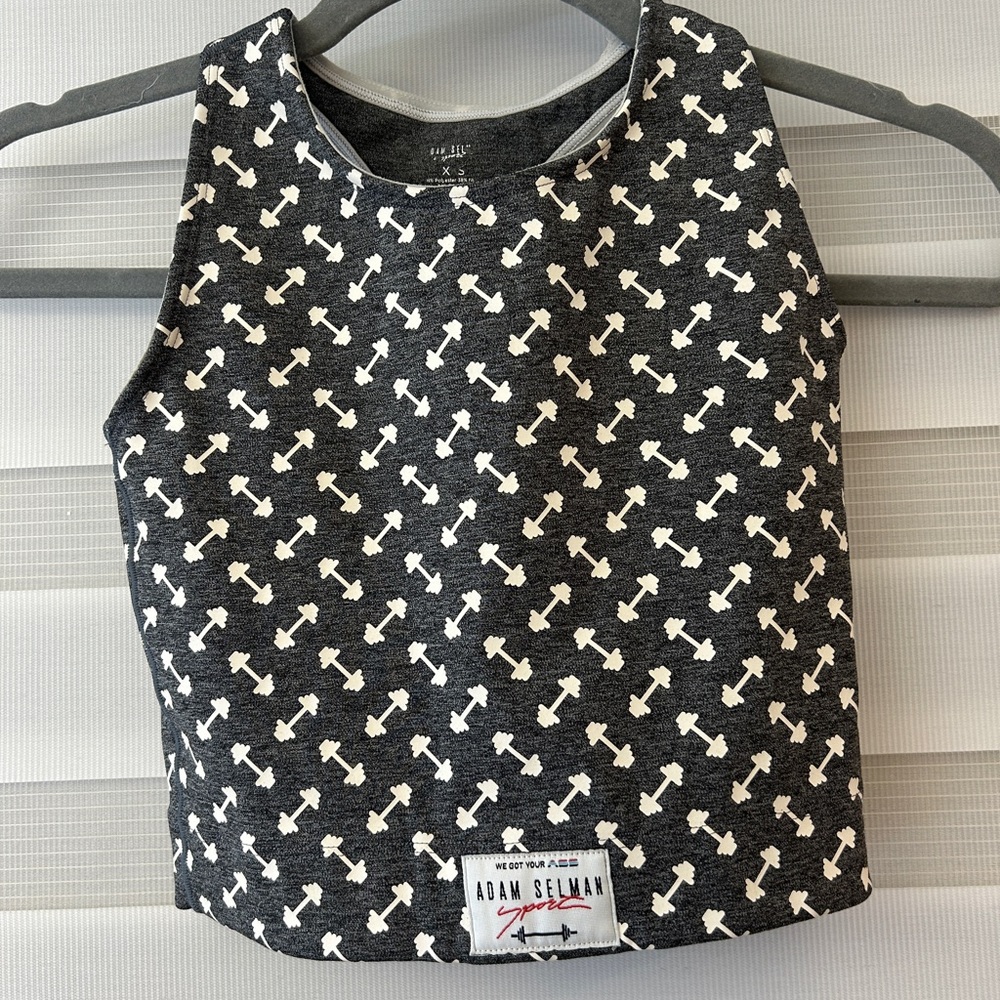 Adam Selman Gray Patterned Crop Top size XS
